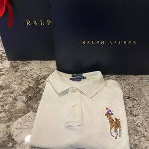 Ralph Lauren Vintage  White Polo with Embroidered Polo Player